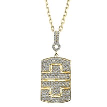 Perro Etiqueta Colgante 1.10CT Micro Pavé Diamante 14k Oro Amarillo 16&quot; Cadena - £2,454.65 GBP