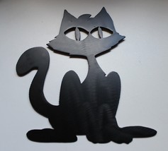 Fall / Halloween Kitty Metal Wall Art Decor - Black - 10&quot; x 8 1/2&quot; - £11.37 GBP