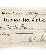 1915 Kineo Trust Company Bank Check E.A. Sampson Dover Maine Signed 7065... - $28.05 CAD