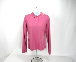 adidas ClimaCool Women&#39;s Sz M Golf Shirt Pink Long Sleeve Polo Casual Activewear - £19.73 GBP