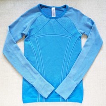 Ivivva by Lululemon Girls size 10 Swiftly Fly Tech Seamless Tee Long Sleeve Blue - £17.85 GBP