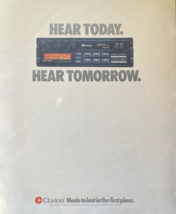 1987 Clarion Stereo Vintage Print Ad Hear Today Hear Tomorrow Made To Last - £11.53 GBP