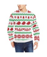 White Anime Cloud Ugly Christmas Rib Cuff Crewneck Sweatshirt for Men - £29.93 GBP