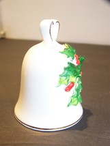 Napcoware Holly Christmas Bell Decoration Ornament Bone China Taiwan Vintage - £14.19 GBP
