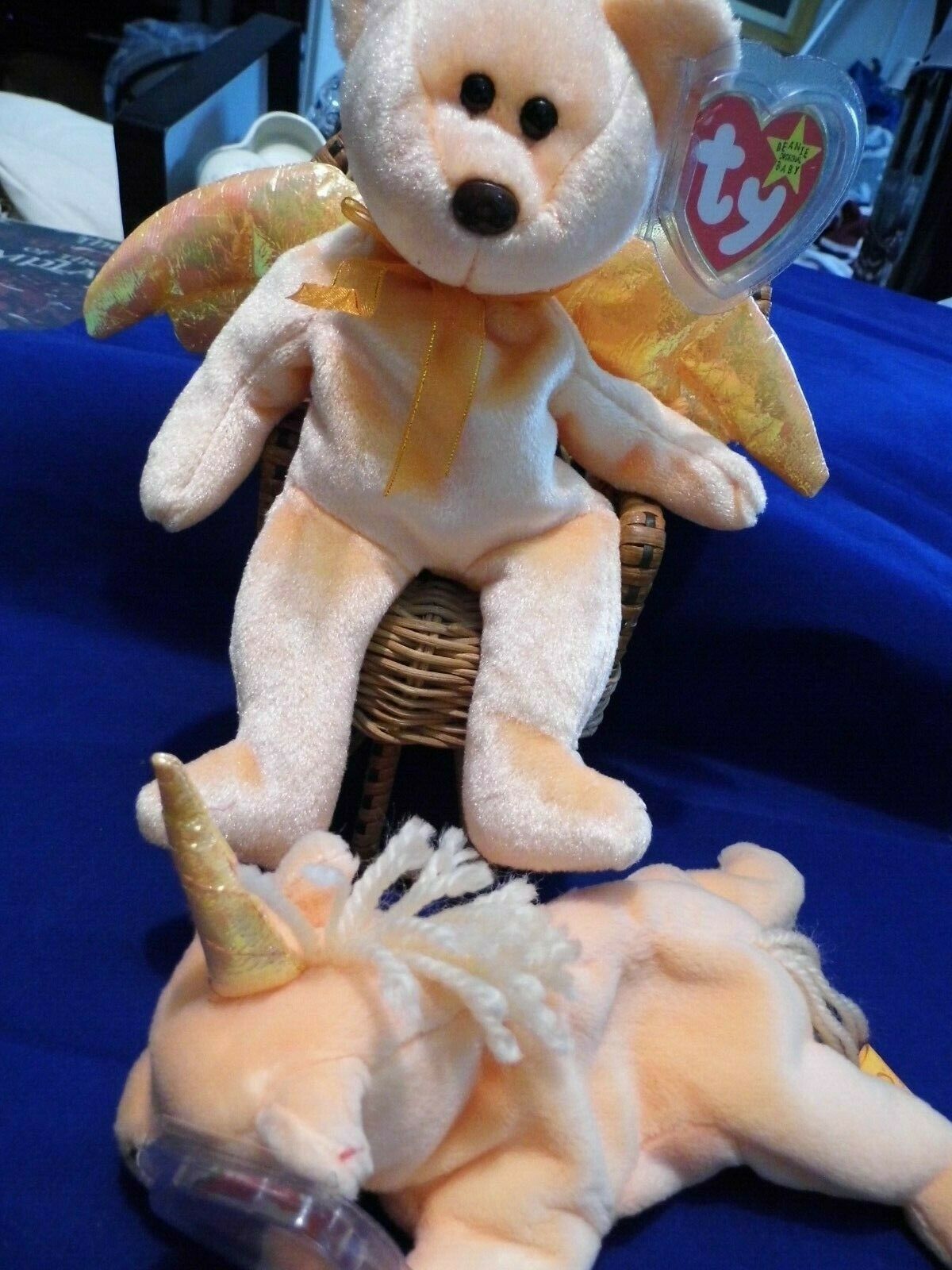 TY BEANIE BABY RETIRED ORANGE HALO I THE Angel Stuffed Bear (Hand Dyed) - $11.25