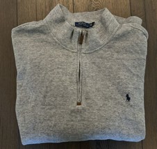 Polo Ralph Lauren 1/4 Zip Pullover Sweater 4XB BIG Gray Blue Pony Long Sleeve - $39.59