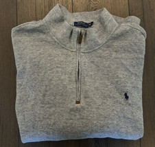 Polo Ralph Lauren 1/4 Zip Pullover Sweater 4XB BIG Gray Blue Pony Long Sleeve - £30.96 GBP