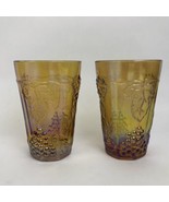 2 x Vintage Indiana Marigold Carnival Glass Harvest Grape Iridescent 4&quot; ... - $17.81