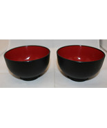 Set of 2 Japanese Plastic Lacquer Miso Soup Bowl Black Microwave Dishwas... - £22.75 GBP