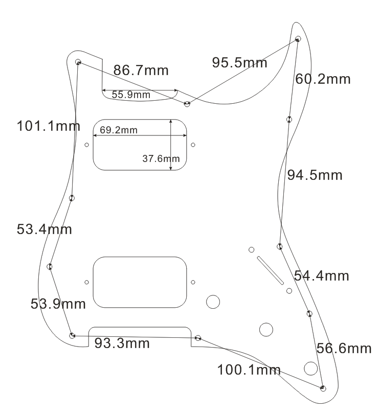 For Fender Double Fat HH Strat Humbucker Guitar Pickguard,3 Ply White