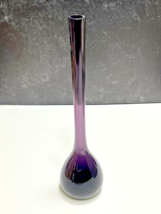 Made in Sweden Elme Glasbruk Glass Pencil Neck Bulb Vase Amethyst Purple... - £37.26 GBP