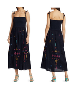Anthropologie Figue Azalea Tie-Strap Midi Dress Dark Blue $525 S - $199.78 CAD