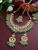 Indiano Tradizionale Bollywood Stile Placcato Oro Pachi Kundan Vero Girocollo - £295.20 GBP
