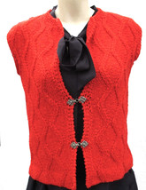 Diamond Hand Knit Sweater Vest Norwegian Norway Style Clasp Closures Wom... - $23.74