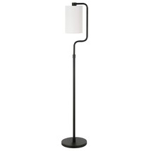 62&quot; Black Reading Floor Lamp With White Frosted Glass Drum Shade - £149.20 GBP