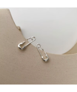 Genuine 18K 925 Sterling Silver Creative Design Safety Pin Stud Earrings - $15.99