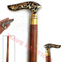 Antique Style Brass Victorian Head Handle Designer Wooden Stick Walking Cane - £20.41 GBP