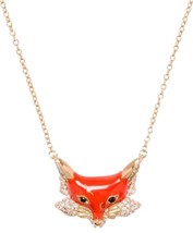 KATE SPADE 12K Gold-Plated ‘Into The Woods’ Fox Pendant Necklace w/ KS Dust Bag - $52.99