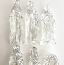 Nativity Figurines Iridescent Rainbow Glass Jesus 6 Pcs Vintage 4&quot; w/ Box E13 - £31.51 GBP