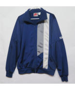 Vintage Nike Gray White Tag Blue Shiny Nylon Zip Up Windbreaker Jacket Sz L - £37.27 GBP