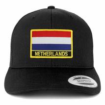 Trendy Apparel Shop Netherlands Flag Patch Retro Trucker Mesh Cap - Black - £20.03 GBP