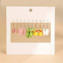 Green Resin &amp; Polymer Clay Two Tone Frog Drop Earrings Set - £11.27 GBP