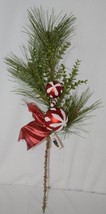 Unbranded  14594 Pine Needle Holiday ball Candy Cane Red Ribbon Leaves Spray image 2