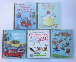 Richard Scarry Little Golden Books Lot Firefighters Cars And Trucks Abc Bananas - £11.77 GBP