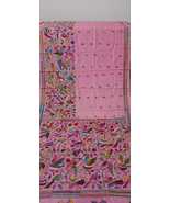 Light pink Bird design kantha stitch saree on Blended Bangalore silk for... - £79.69 GBP