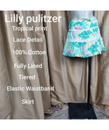 Lilly Pulitzer Tropical Print Tiered Lace Detail Cotton Fully Lined Mini... - £18.88 GBP
