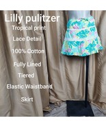 Lilly Pulitzer Tropical Print Tiered Lace Detail Cotton Fully Lined Mini... - $24.00