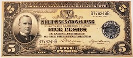 1921 Philippines 5 Pesos Note En Au État P #53 - $59.39