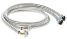 (2-Pack) GE 4&#39; Universal Stainless Steel Washer Hoses w/ 90° Elbow PM14X... - £13.22 GBP