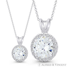 Round Brilliant Cut Clear CZ Crystal 14mmx9mm Fashion Pendant in 14k White Gold - £67.61 GBP+