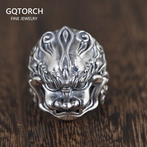 Silver 925 Jewelry Mens Lion Ring Size 8-12 Antique Punk Accessories Thai Silver - £56.95 GBP