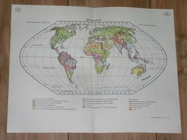 1938 ORIGINAL VINTAGE MAP OF THE WORLD / VEGETATION PLANTS  - $22.93