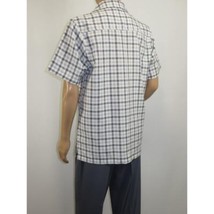Men 2pc Walking Leisure Suit Short Sleeves By DREAMS Checker 283-10 Gray image 2