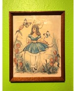 Vintage M. Harnett Lithograph Framed Artwork Of Girl With Butterflies &amp; ... - $16.83