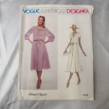 Vogue American Designs, Albert Nipon, 2123 Womens dress,  1979  pattern ... - £19.25 GBP