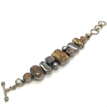 Vintage Sterling Signed Starborn Multi Stone Gold Titanium Druzy Link Bracelet 7 - £217.35 GBP