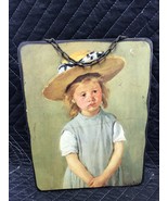 Adorable Vintage Picture Wooden Wall Plaque 8.3x11” Forlorn Girl - £11.68 GBP