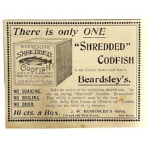 Beardsley&#39;s Shredded Cod Fish 1894 Advertisement Victorian Only One ADBN1oo - £11.74 GBP