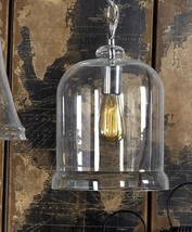 Rustic Farmhouse Clear Glass Canopy Bell Pendant Ceiling Wall Lamp With Chain - £62.77 GBP