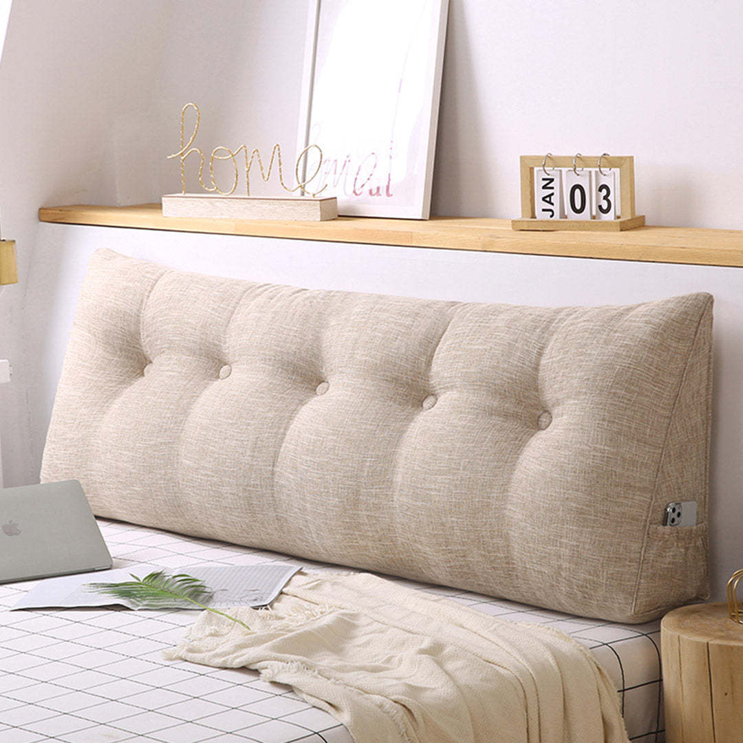 SOGA 120cm Beige Triangular Wedge Bed Pillow Headboard Backrest Bedside ... - $85.90+
