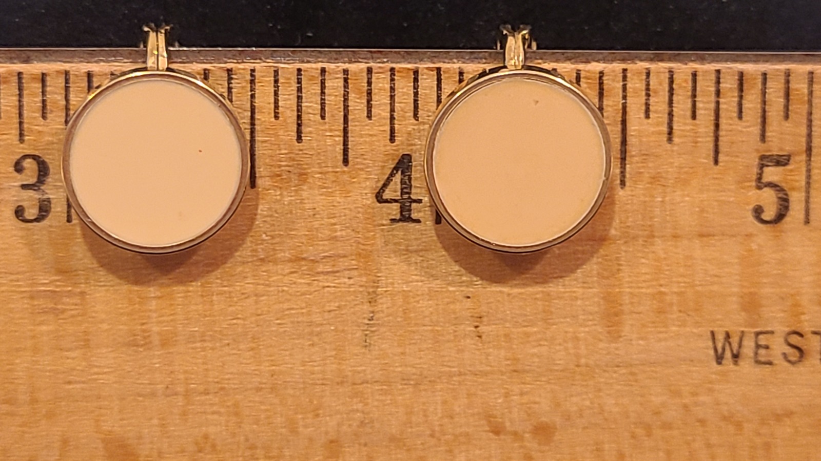Monet Vintage Gold Tone Clip-On Cream/Off-White Enamel Earrings Item image 6