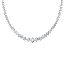 11CT Cut Real Moissanite Graduated Tennis Necklace 14K White Gold Plated Women&#39;s - £527.62 GBP