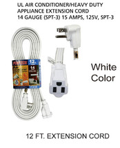 12ft Heavy Duty Appliance AC Power Electric Extension Cord 14 Gauge 15A ... - $23.08