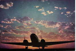 United Mainliner United Air Lines Silhouetted Evening Sky Airline Issue Postcard - £7.77 GBP