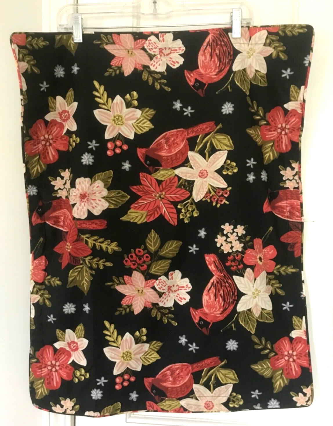 Pier One Cotton PILLOW Case SHAM Black Red Cardinals Flowers nwot - $14.85