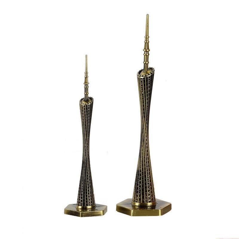 Vintage Decor Metal Craft Retro Antique Bronze Guangzhou Tower Model Home Decora